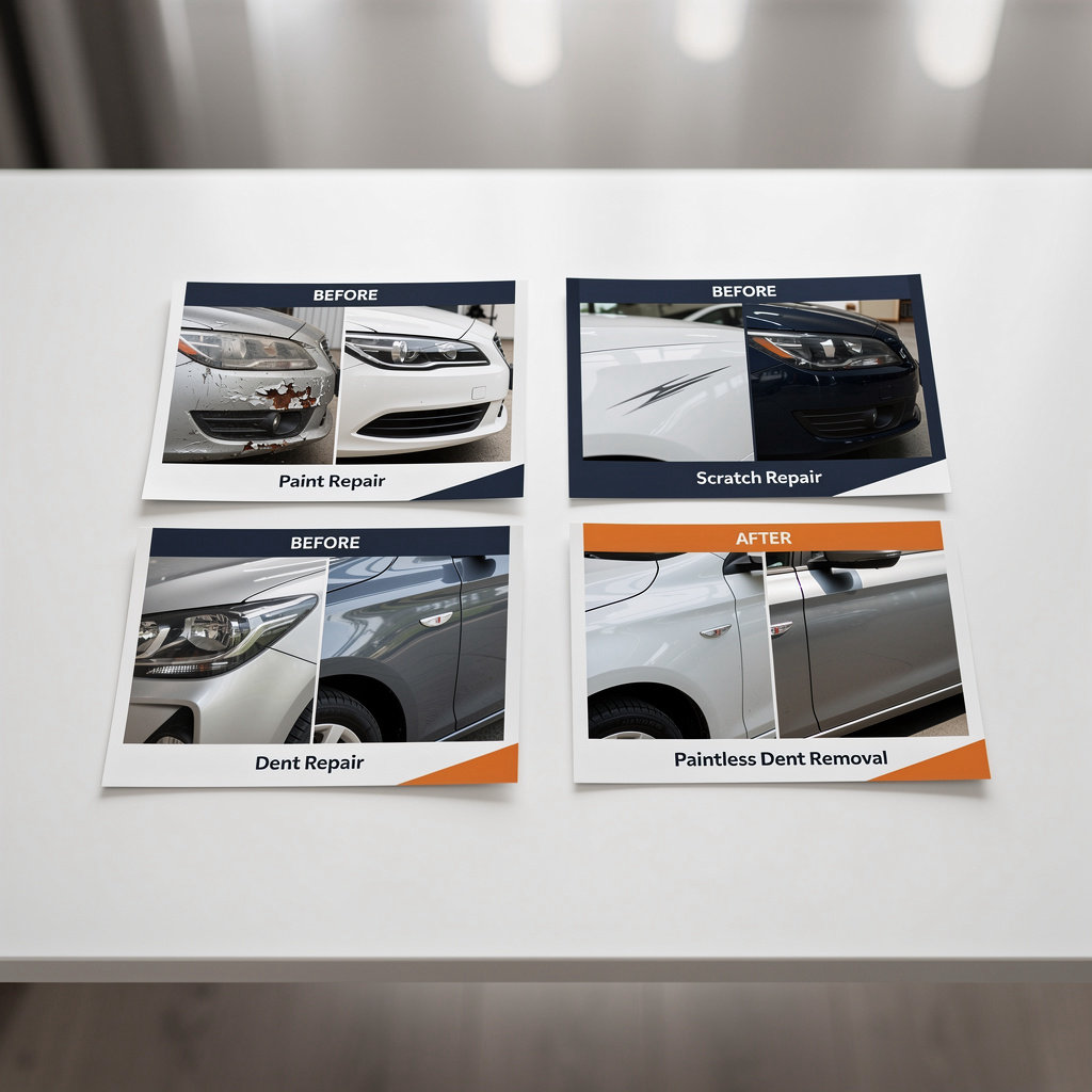 AutoFixOnSite before and after gallery showcasing professional bumper repair, paint repair, and dent removal results in Orange County and Los Angeles