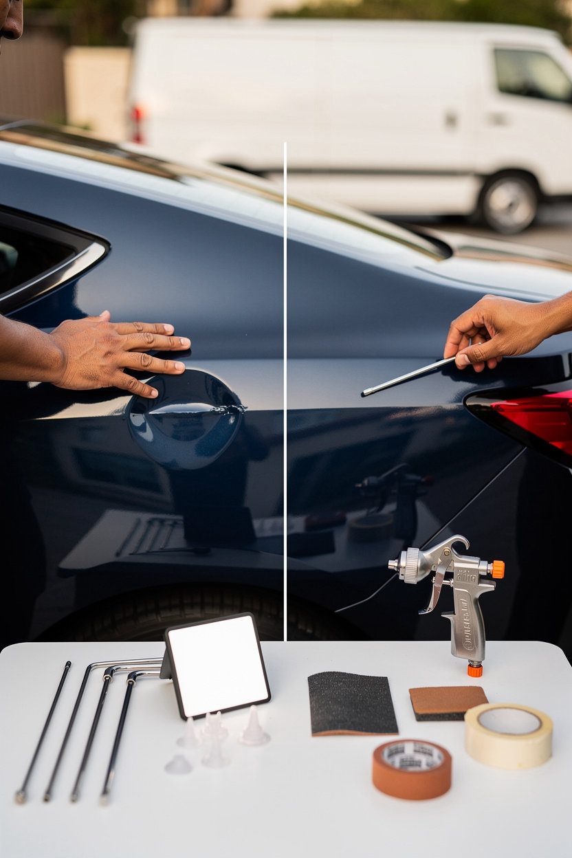 AutoFixOnSite professional dent repair options - paintless dent removal and traditional repair services in Orange County