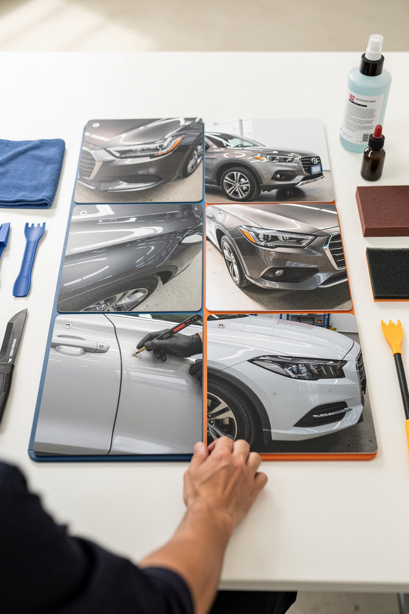 AutoFixOnSite professional auto body repair service technician working on vehicle cosmetic restoration in Orange County